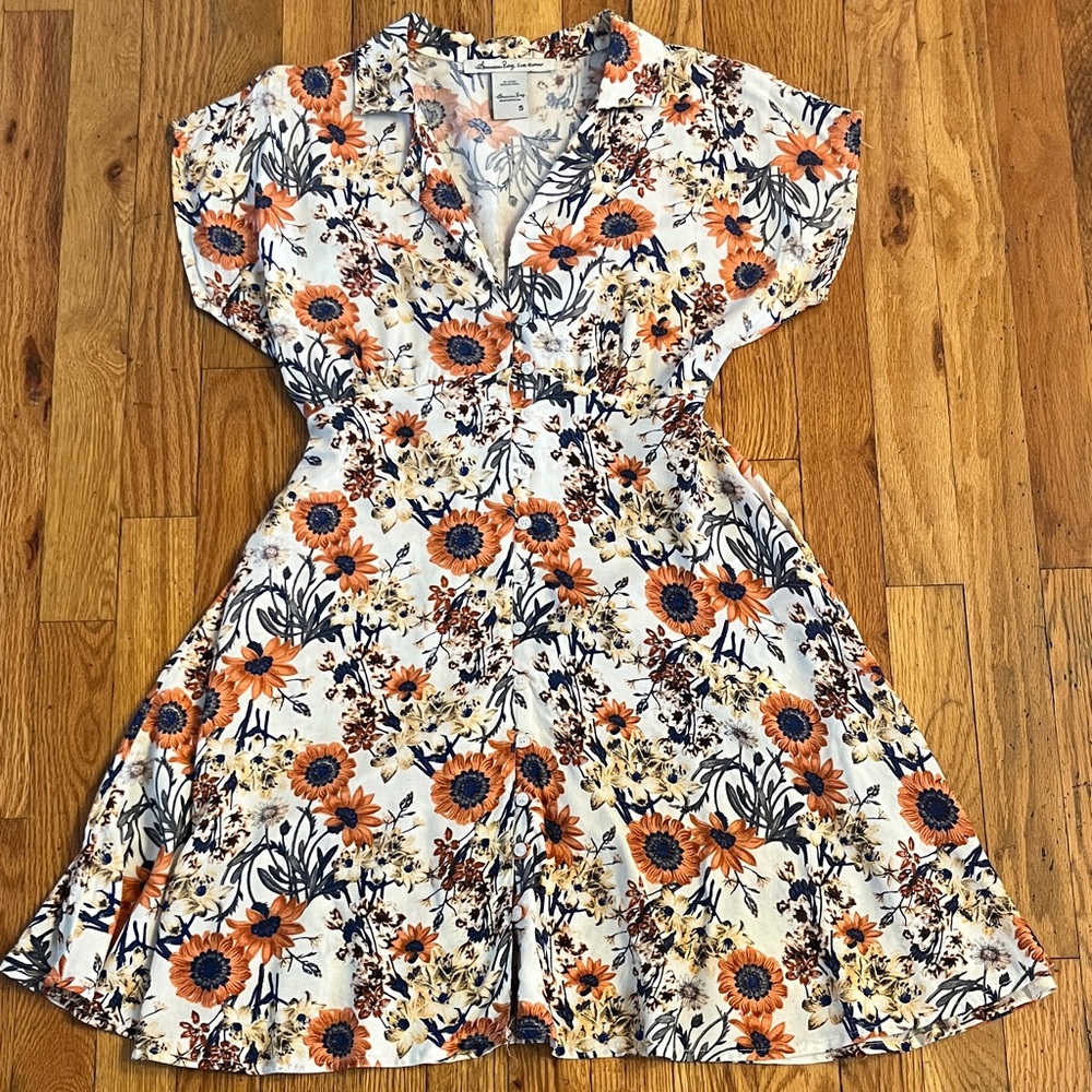 American Rag Dress - Orange and Blue Floral